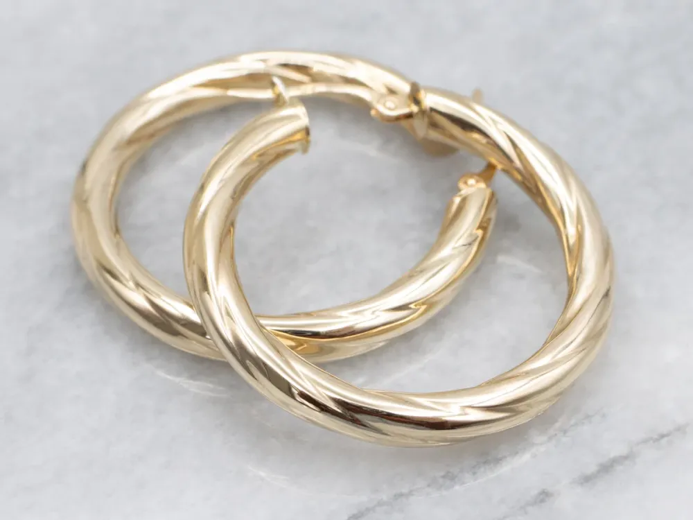 Twisting Yellow Goud Italian Hoop Earrings met CE-Keurmerk