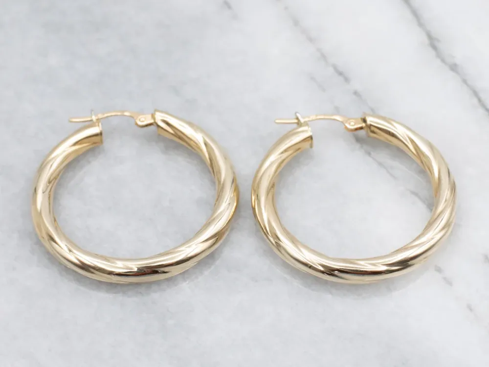 Twisting Yellow Goud Italian Hoop Earrings met CE-Keurmerk