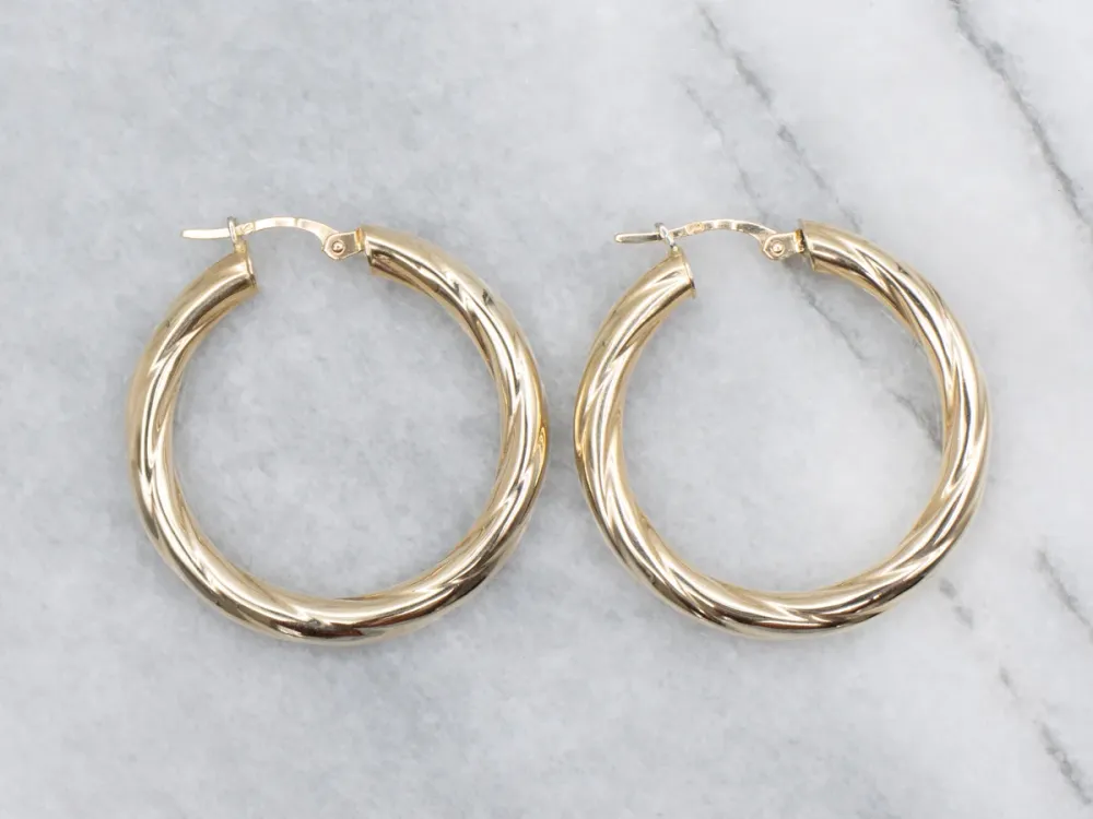 Twisting Yellow Goud Italian Hoop Earrings met CE-Keurmerk