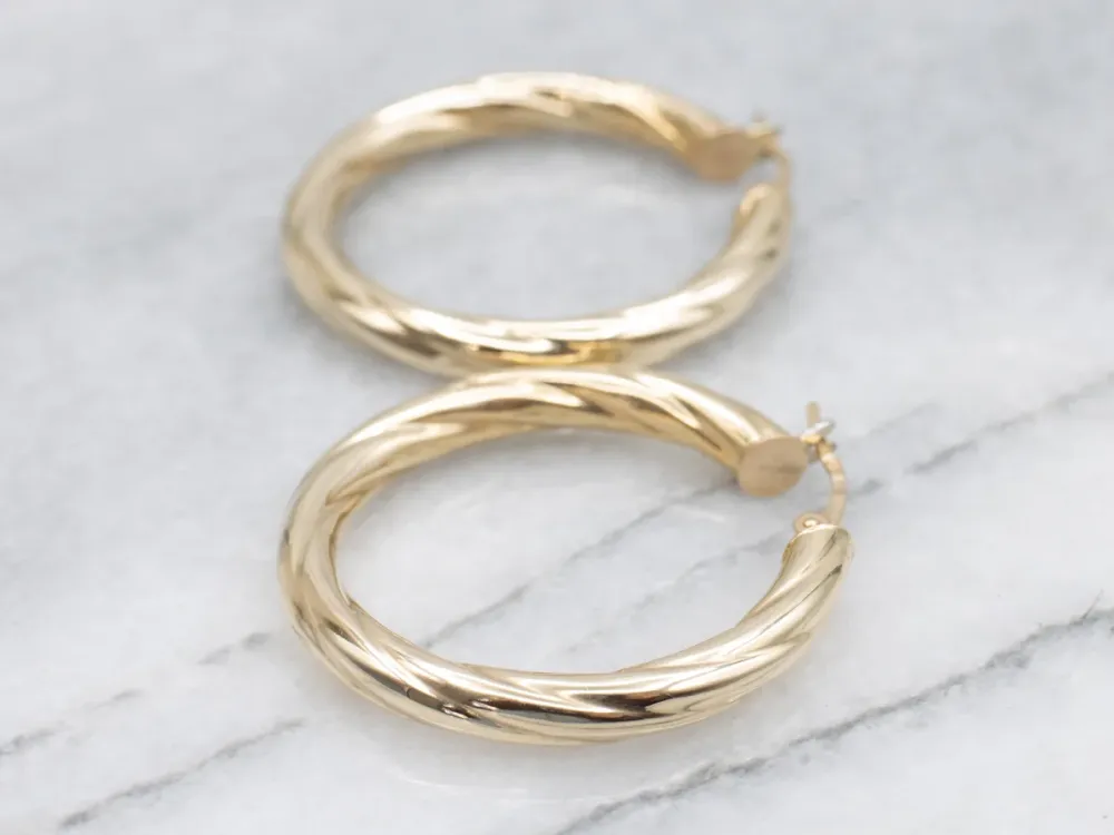 Twisting Yellow Goud Italian Hoop Earrings met CE-Keurmerk