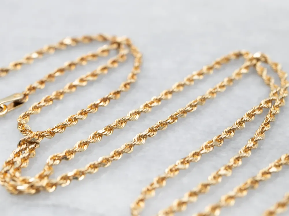 Yellow Gold Rope Twist Chain Lobster Clasp