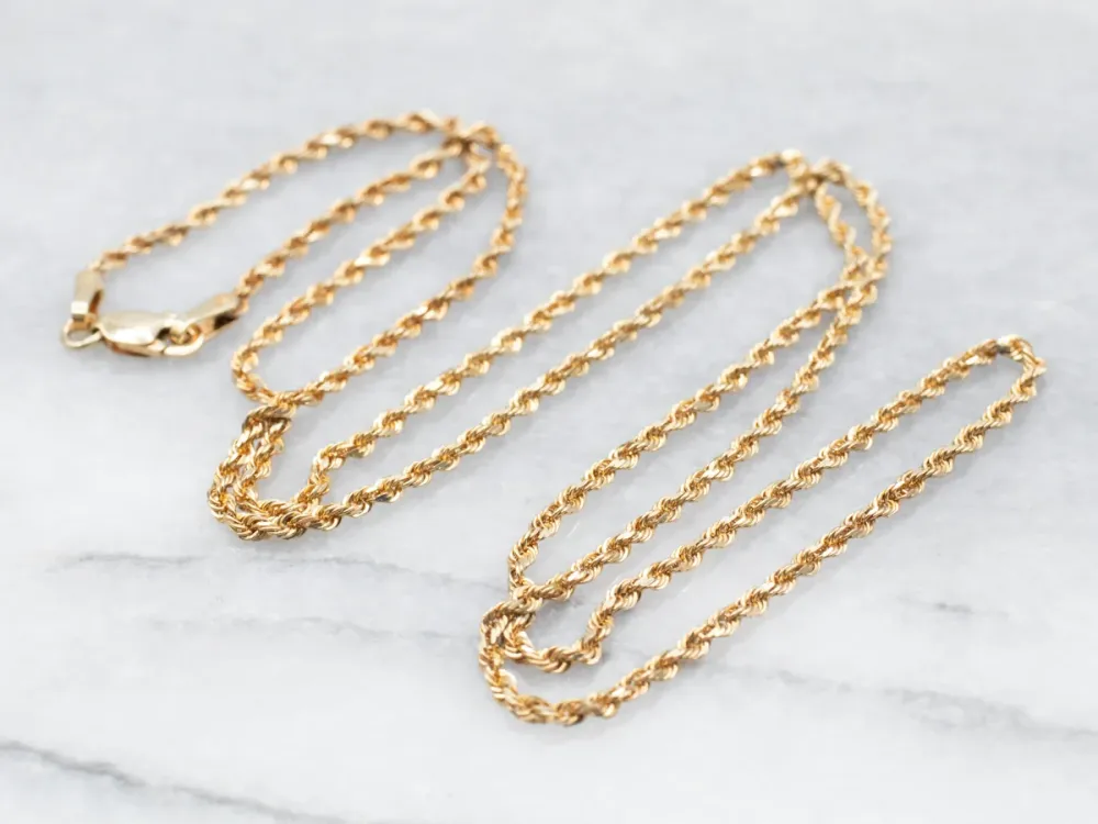 Yellow Gold Rope Twist Chain Lobster Clasp