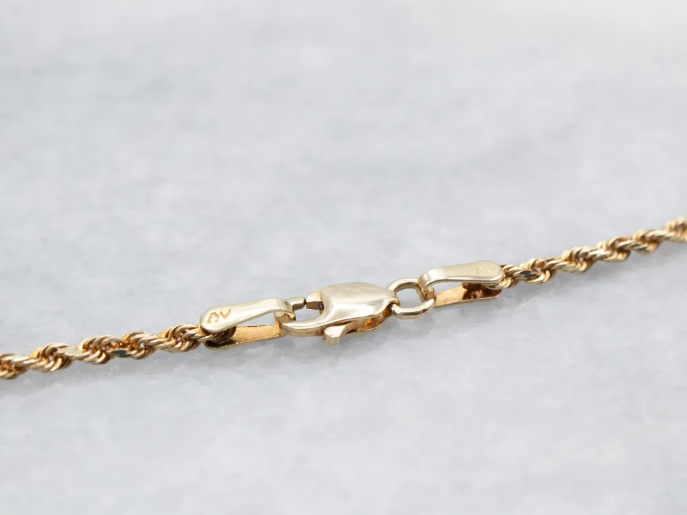 Yellow Gold Rope Twist Chain Lobster Clasp