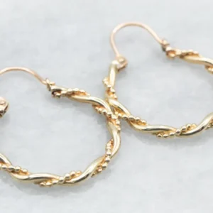 Yellow Gold Twisted Hoop Earrings