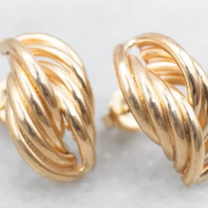 Yellow Gold Twisted Stud Earrings