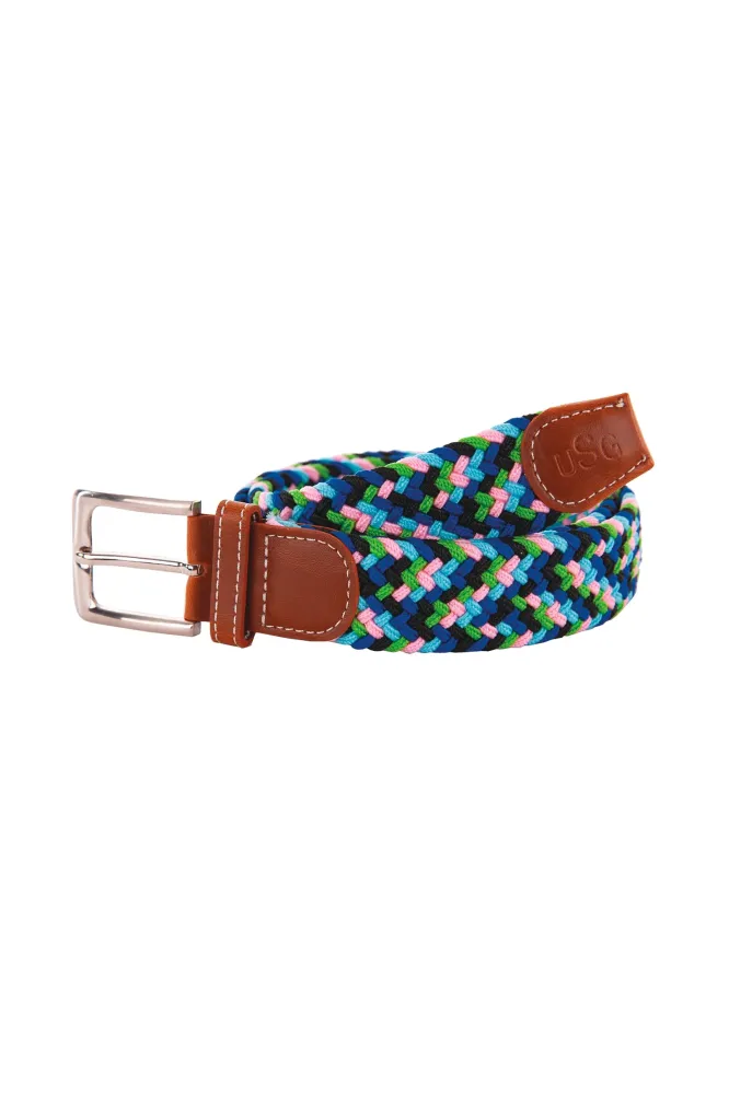 Casual Plaited Belt Royal Blue/Lime Olijfgroen 47.2"