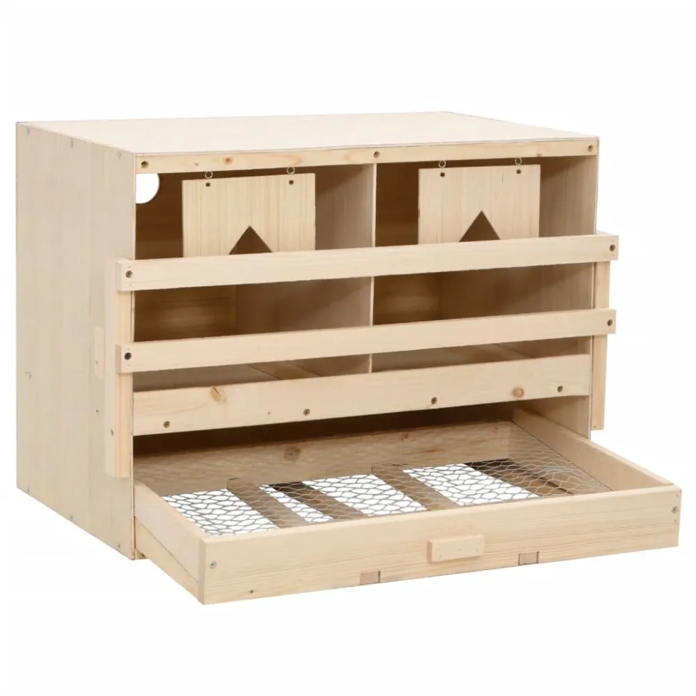 Kippenlegkast 2 compartimenten 63x40x45 cm massief grenenhout