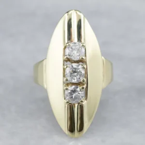 14K Citroengeel Gold Modernist Diamond Ring