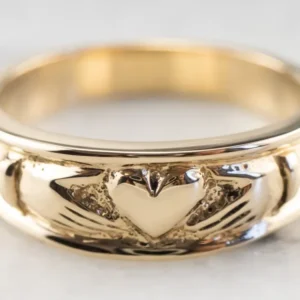 14K Gold Claddagh Band Ring