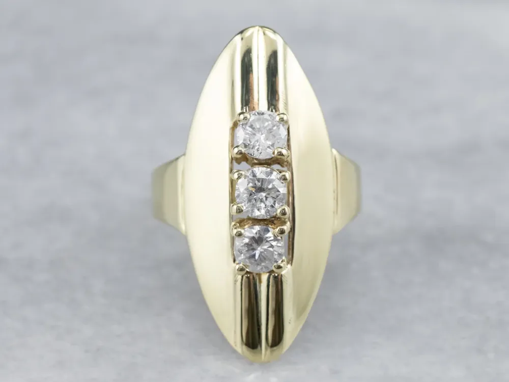 14K Goudgeel Gold Modernist Diamond Ring