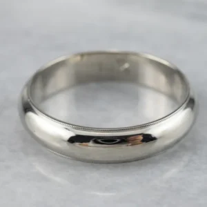 14K White Gold Heavy Wedding Band