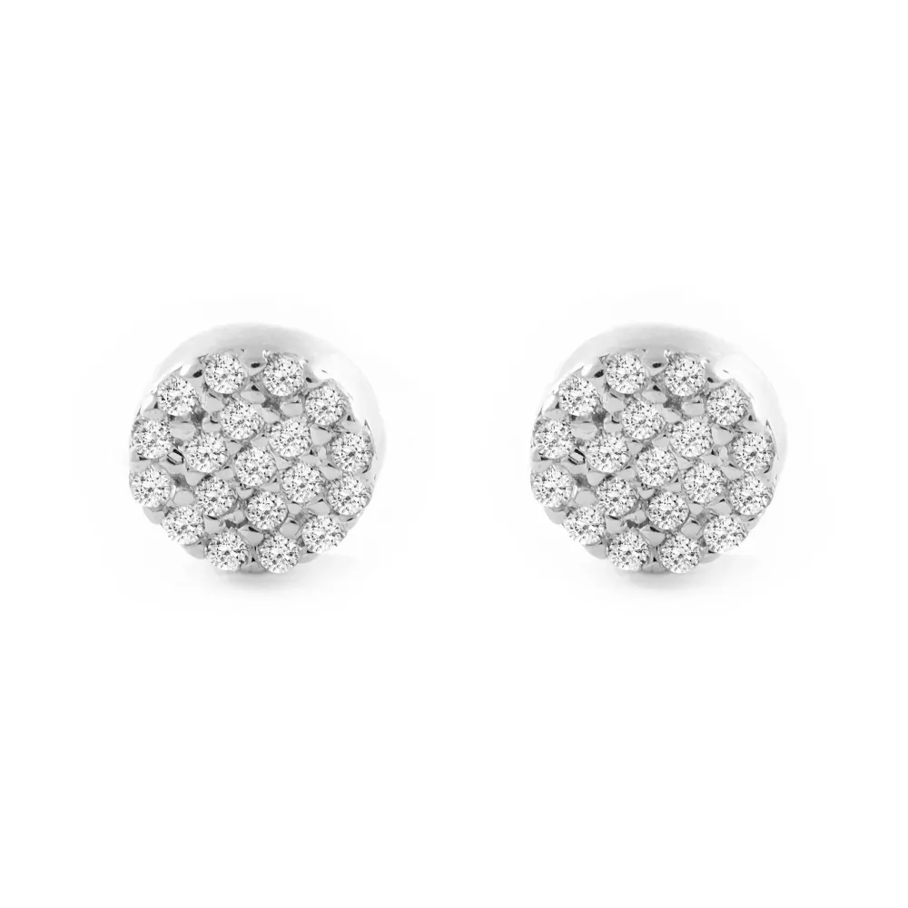 9ct White Verguld Round Cubic Zirconias Earrings shine