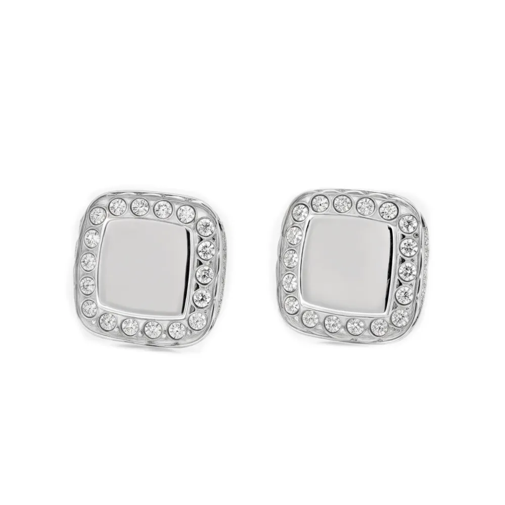 9ct White Verguld Square Cubic Zirconias Earrings shine