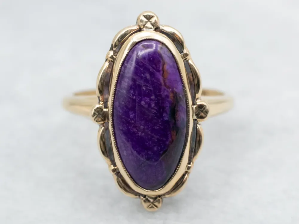 Antiekstijl Sugilite Ring Scalloped Frame