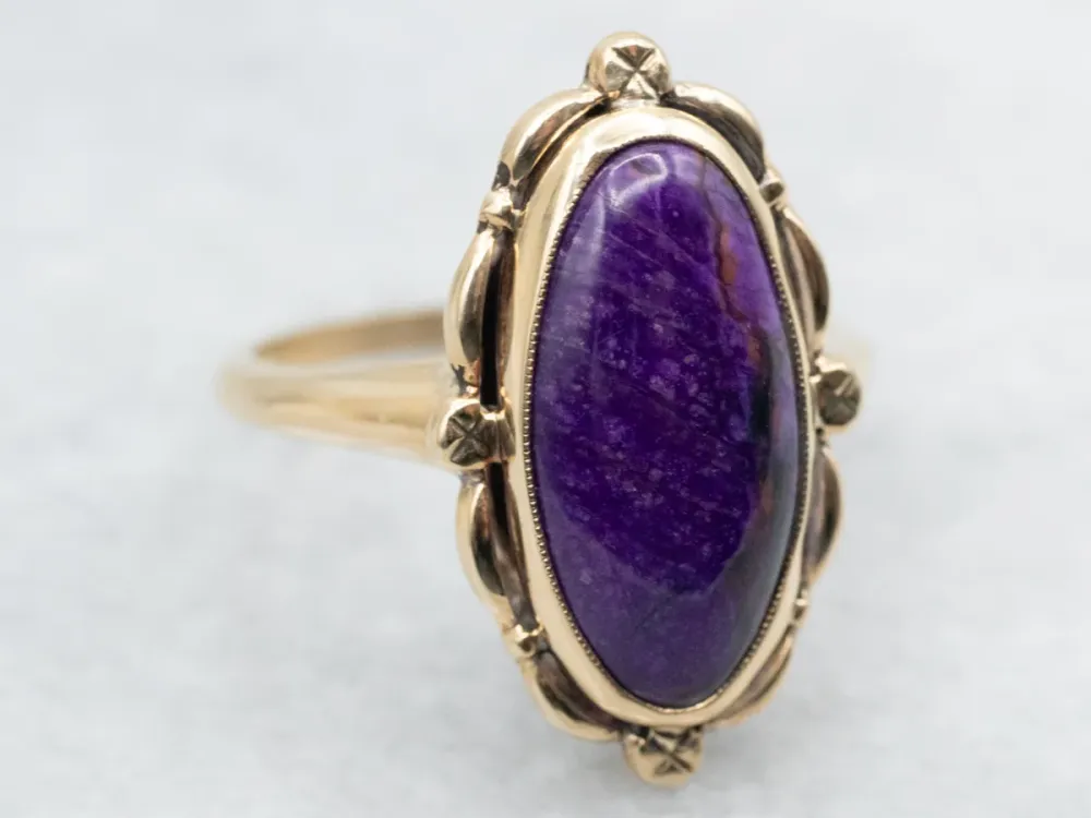 Antiekstijl Sugilite Ring Scalloped Frame