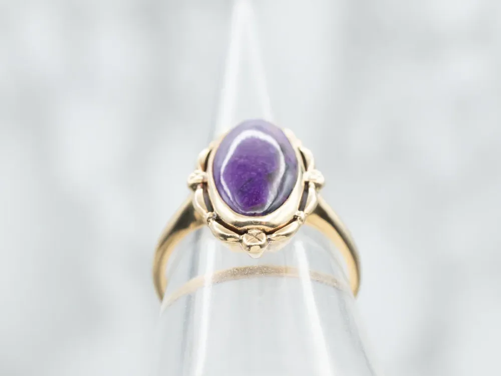 Antiekstijl Sugilite Ring Scalloped Frame