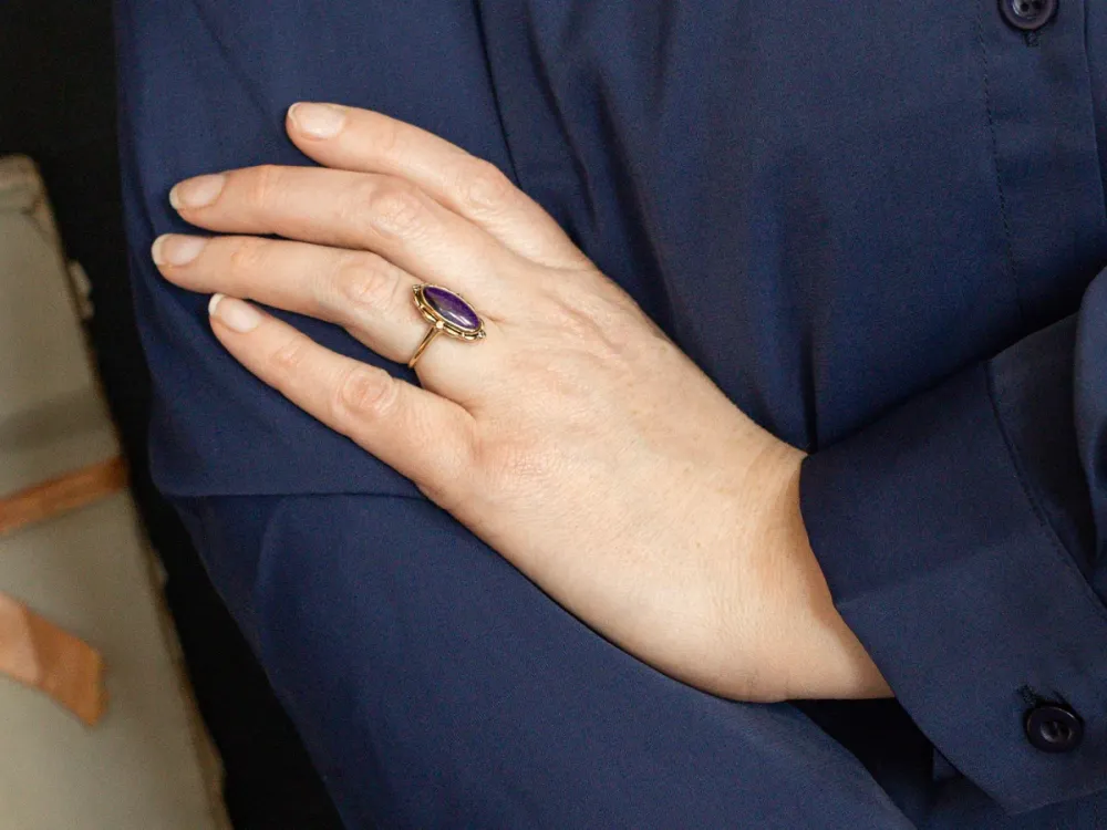 Antiekstijl Sugilite Ring Scalloped Frame