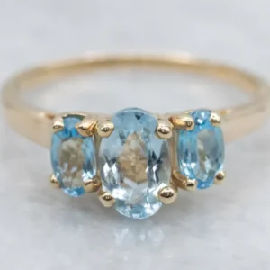 Aquamarine and Blue Topaz Ring 14K Citroengeel Gold