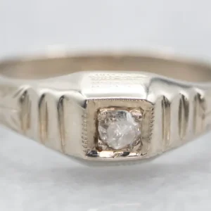 Art Deco Diamond Pinky or Midi Ring