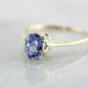Art Nouveau Sapphire Solitaire Engagement Ring