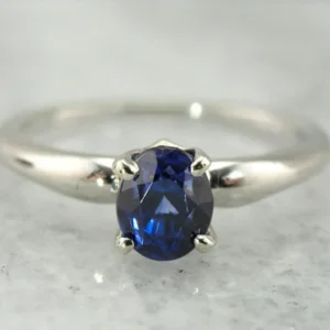 Blue Ceylon Sapphire Sneeuwwit Gold Solitaire Engagement Ring