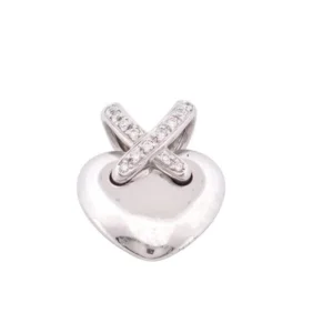 CHAUMET heart pendant links white goud 13 diamonds