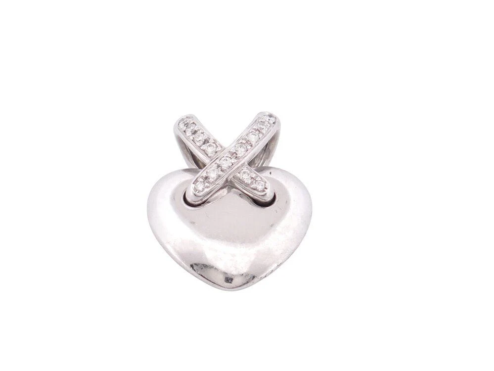 CHAUMET heart pendant links white goud 13 diamonds