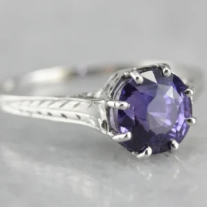 Conische ring Aubergine Sapphire Art Deco Engagement Ring
