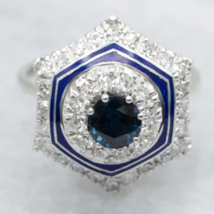 Contemporary Sapphire Enamel and Diamond Halo Ring Assortiment 150 stuks