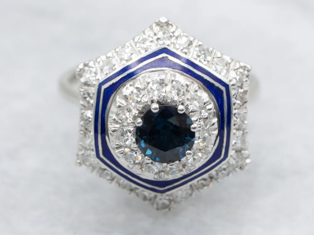 Contemporary Sapphire Enamel and Diamond Halo Ring Assortiment 150 stuks