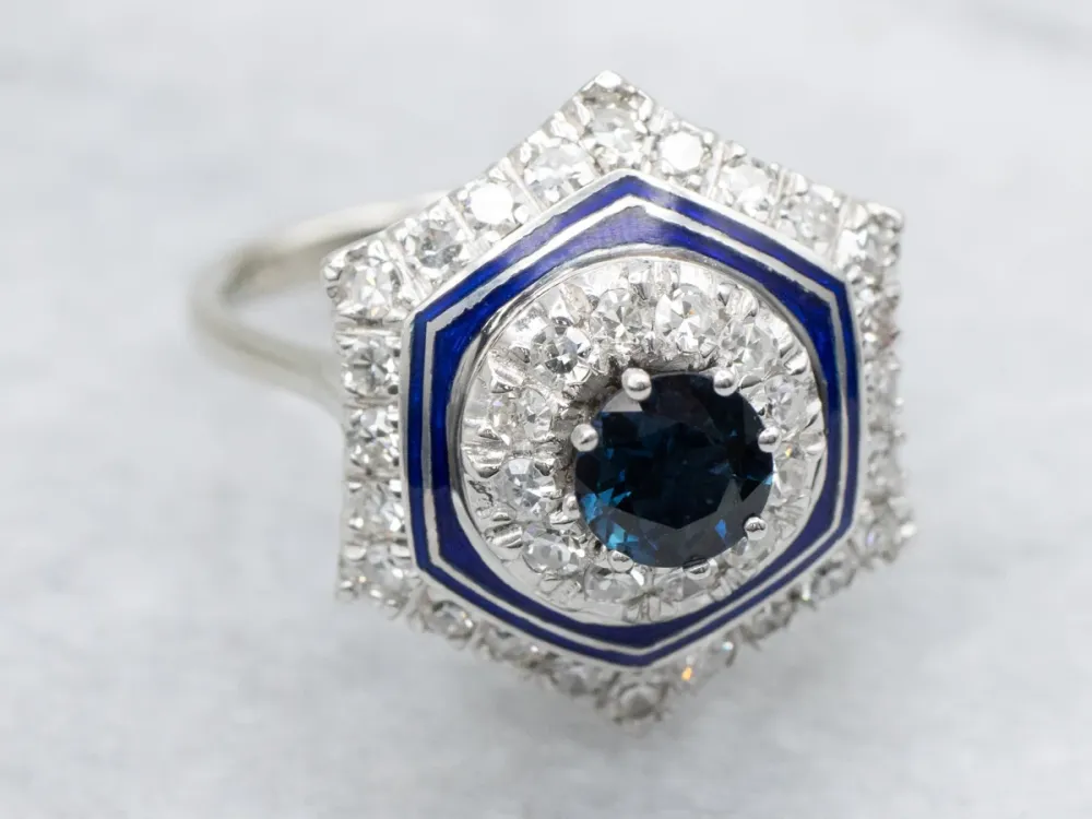 Contemporary Sapphire Enamel and Diamond Halo Ring Assortiment 150 stuks
