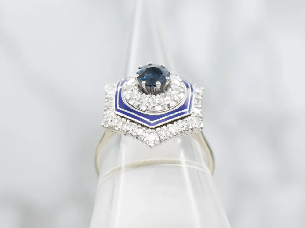 Contemporary Sapphire Enamel and Diamond Halo Ring Assortiment 150 stuks
