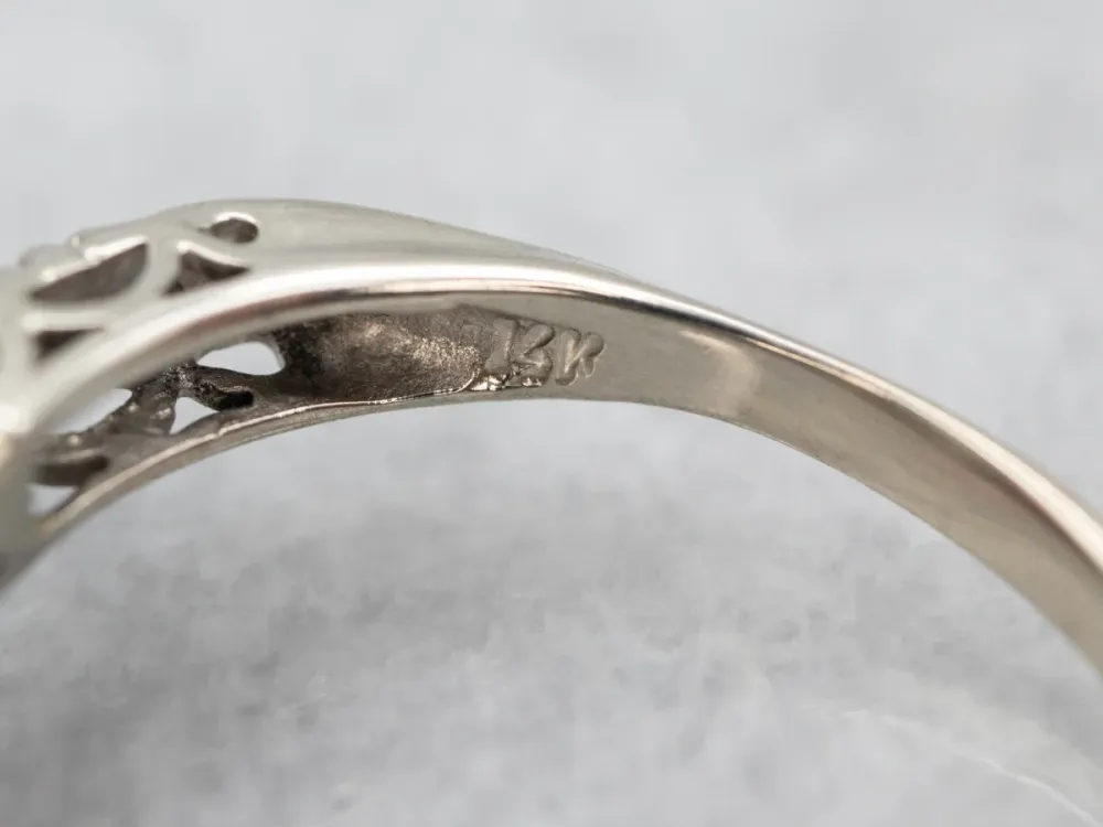 Delicate White Gold Pyrope Garnet Ring Diamond Accents