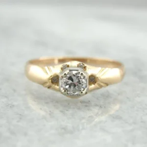 Diamond Studded Belcher Engagement Ring