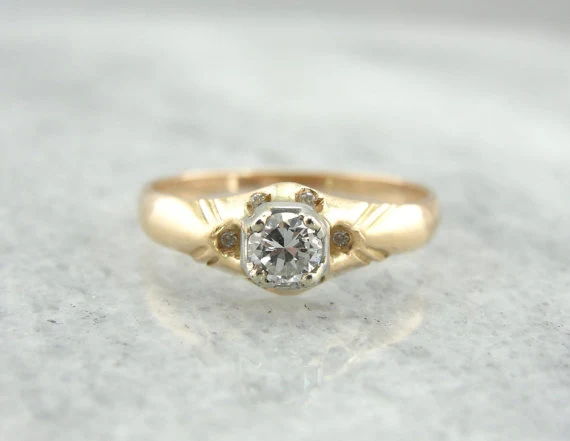 Diamond Studded Belcher Engagement Ring