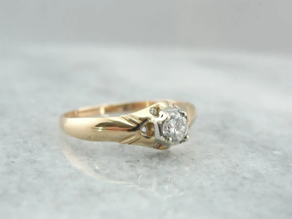 Diamond Studded Belcher Engagement Ring