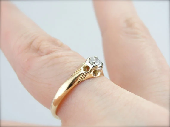 Diamond Studded Belcher Engagement Ring