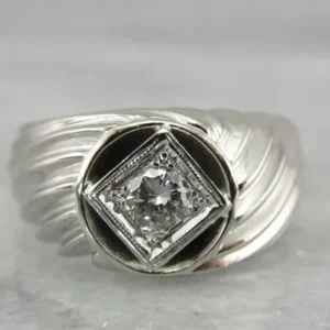 Diamond and White Gouden Modernist Unisex Ring