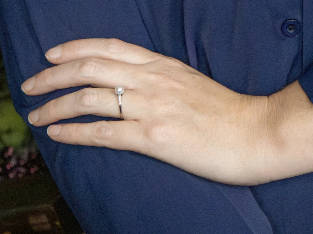 Engraved Gold Pearl and Diamond Antique Ring