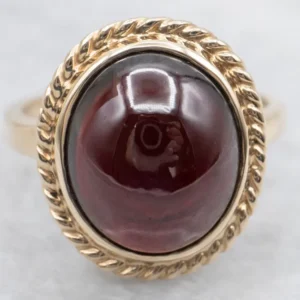 Garnet Cabochon Ring Twisted Frame