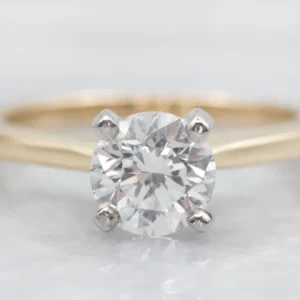 Gold and Platinum GIA Gecertificeerd Diamond Solitaire Engagement Ring