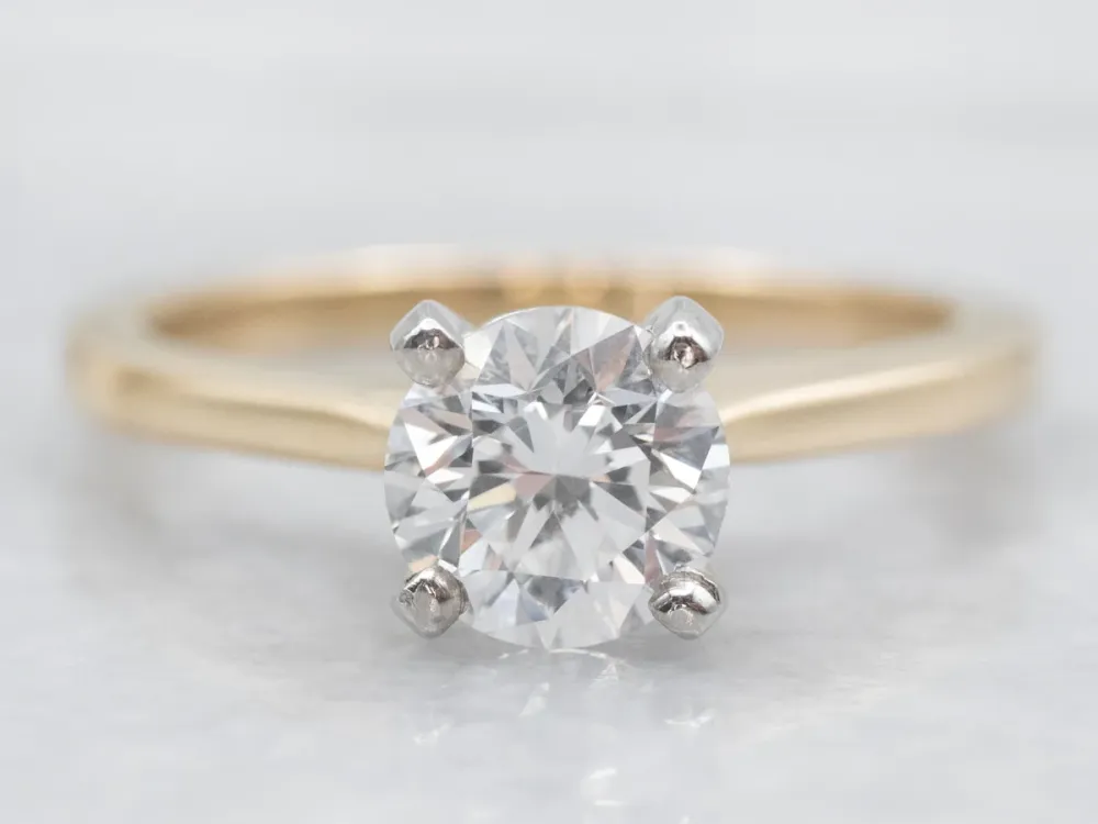 Gold and Platinum GIA Gecertificeerd Diamond Solitaire Engagement Ring