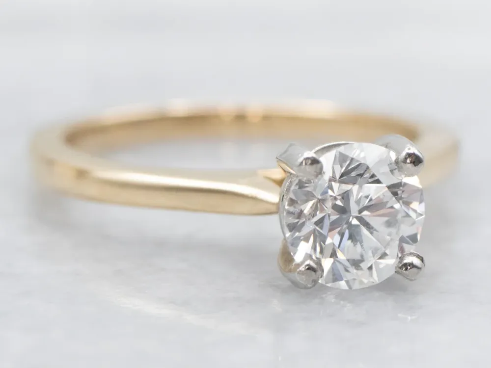 Gold and Platinum GIA Gecertificeerd Diamond Solitaire Engagement Ring