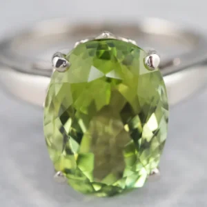 Green Tourmaline Solitaire Ring Sneeuwwit Gold