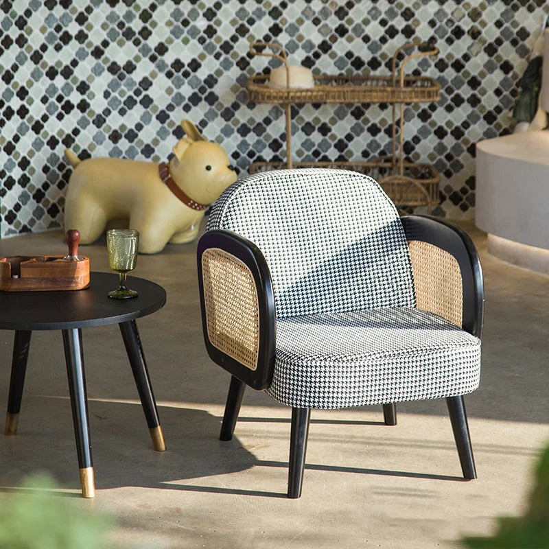 Industrial Upholstered Accent Armchair 4 Legs Wood Frame Armchair Orange