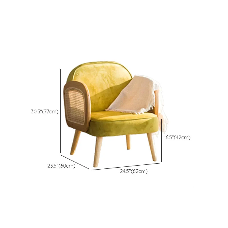 Industrial Upholstered Accent Armchair 4 Legs Wood Frame Armchair Orange