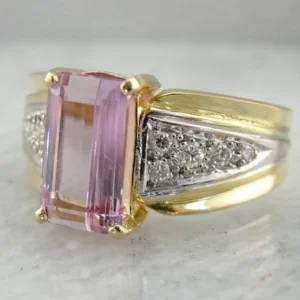 Light Pink Tourmaline and Diamond Ring