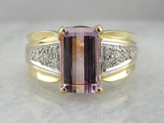 Light Pink Tourmaline and Diamond Ring