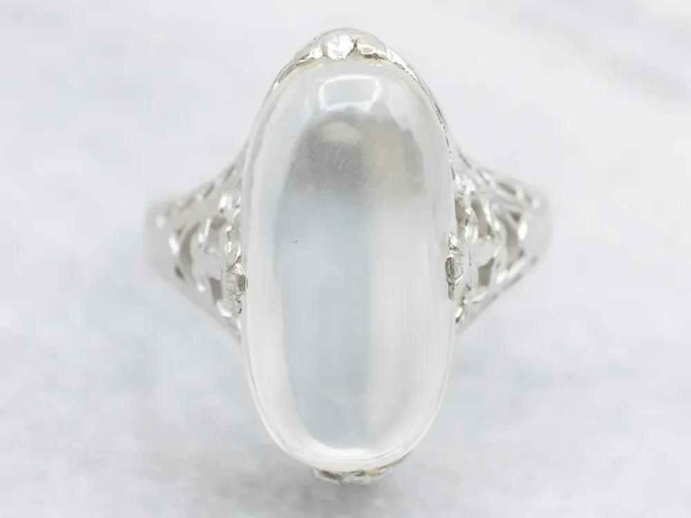 Lovely Art Deco-Era Moonstone Solitaire Ring