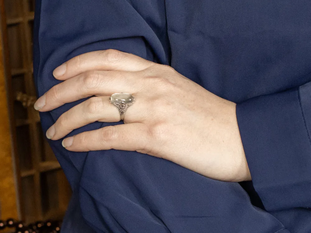 Lovely Art Deco-Era Moonstone Solitaire Ring